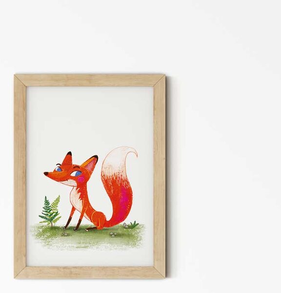 Róka állatos gyerekszobai falikép A5 (15x21 cm) Kepkeret-nelkul