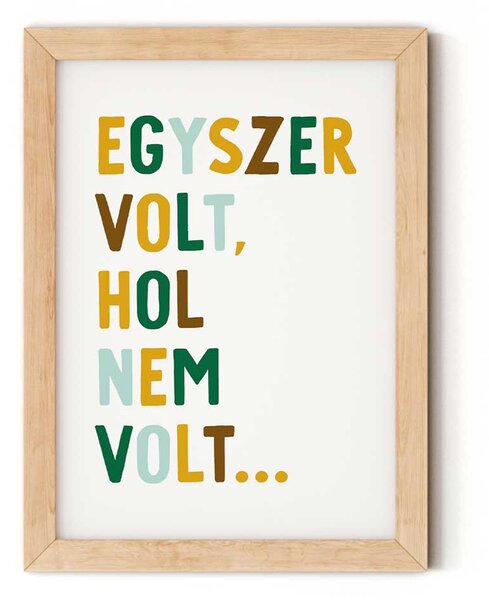 "Egyszer volt..." feliratú gyerekszobai falikép - "dzsungel színvilág" A5 (15x21 cm)