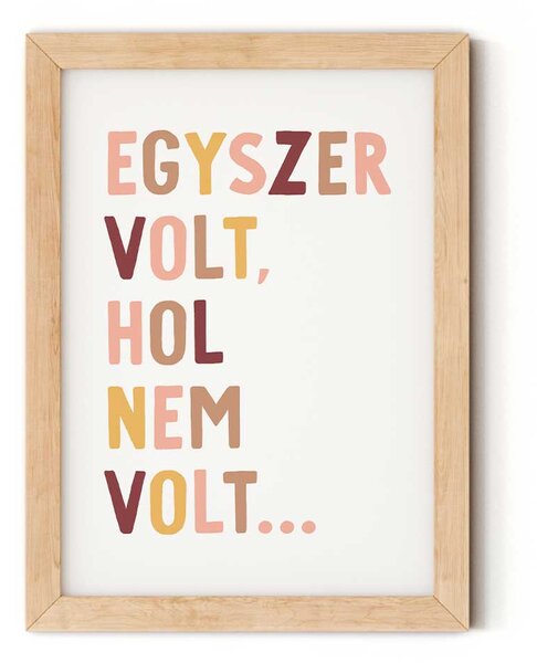 "Egyszer volt..." feliratú gyerekszobai falikép - "naplemente színvilág" A5 (15x21 cm)