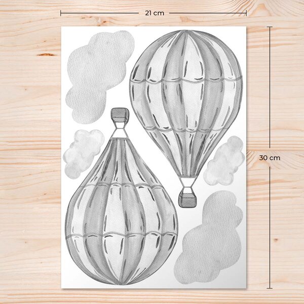 Akvarell hőlégballon falmatrica - választható színek és méretek Kicsi hőlégballon (2db kb 20 cm-es)