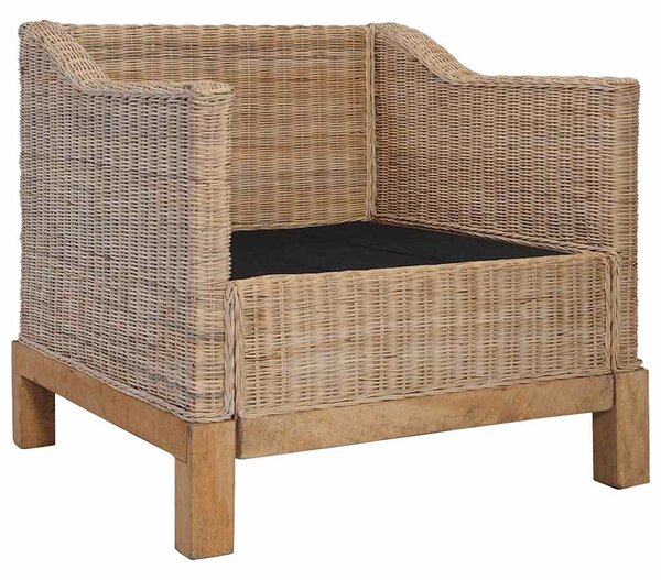 2 részes természetes rattan kanapészett párnákkal