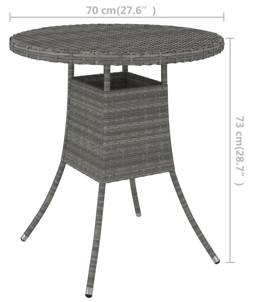 VidaXL szürke polyrattan kerti asztal 70 x 70 x 73 cm