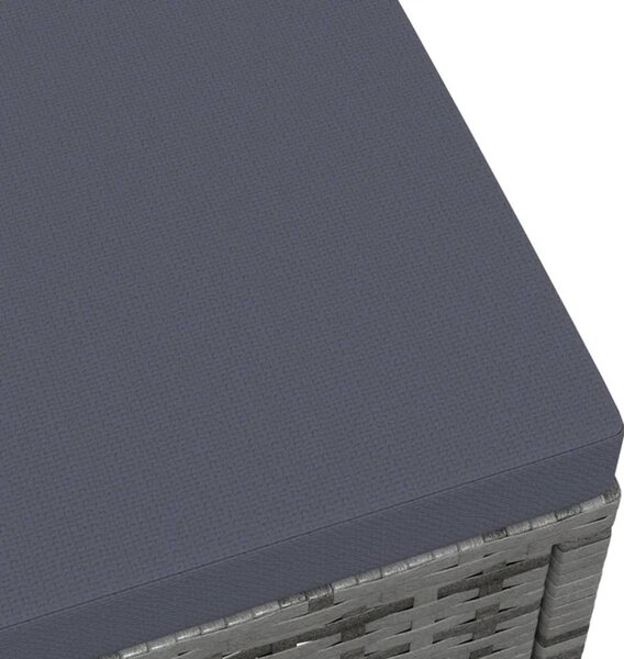 Szürke polyrattan kerti lábzsámoly párnával