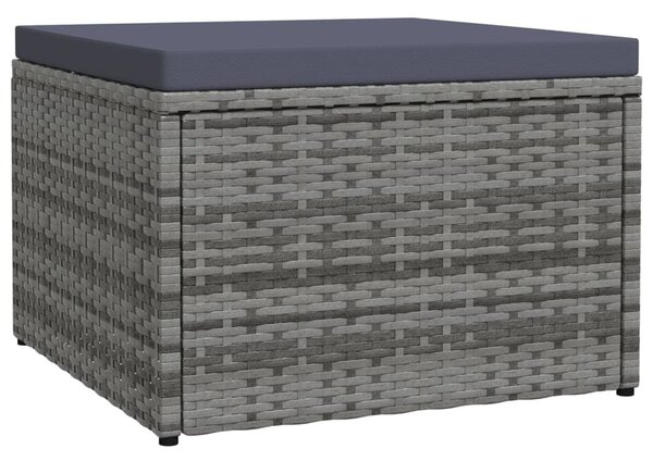 Szürke polyrattan kerti lábzsámoly párnával