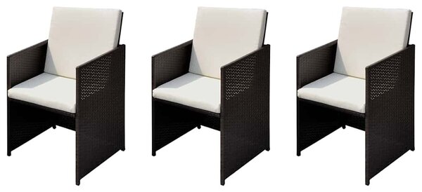 VidaXL Kerti székek 3 pcs Barna 56 x 52 x 87 cm Poli rattan