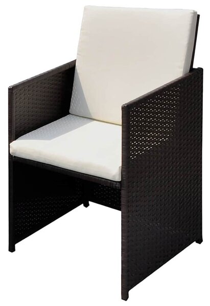VidaXL Kerti székek 3 pcs Barna 56 x 52 x 87 cm Poli rattan