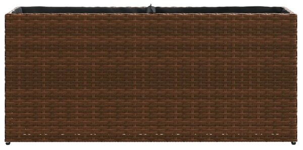Barna polyrattan kerti ültetőláda 2 cseréppel 90x20x40 cm