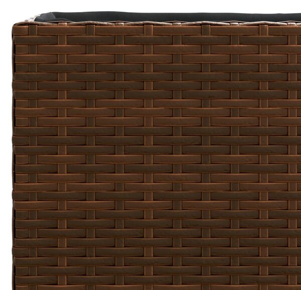 Barna polyrattan kerti ültetőláda 2 cseréppel 90x20x40 cm