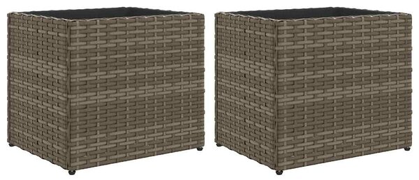 2 db szürke polyrattan kerti ültetőláda 36x30x32 cm