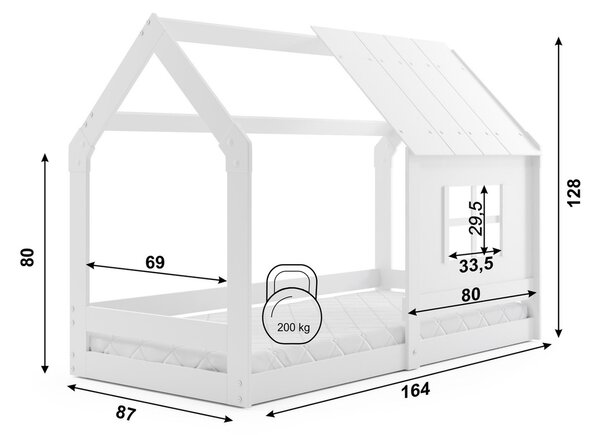 DOMEK gyerekágy ablakkal 80×160 cm Fehér