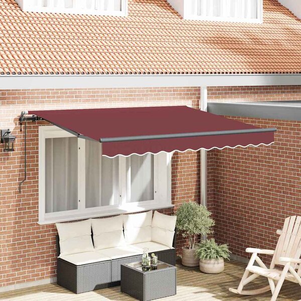 VidaXL Behúzható napellenző Burgundi 350 x 200 x 165 cm szövet