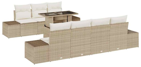 Kanapé Szett 8 db Beige és krém polirattan