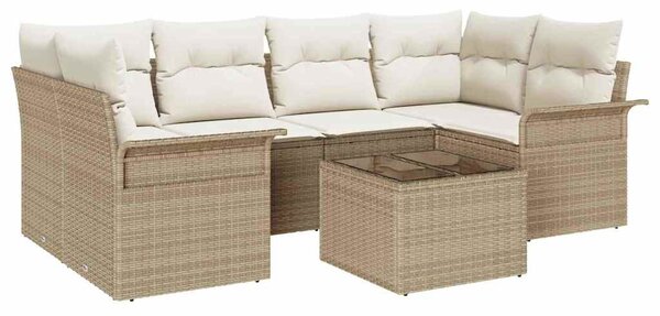 VidaXL Kerti Kanapé Szett párnával tárolóval 7 pcs Beige és krém
