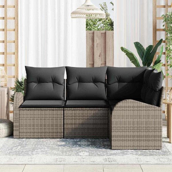 Kerti Kanapé Szett párnával tárolóval 4 pcs Szürke polirattan