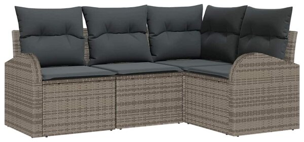 Kerti Kanapé Szett párnával tárolóval 4 pcs Szürke polirattan