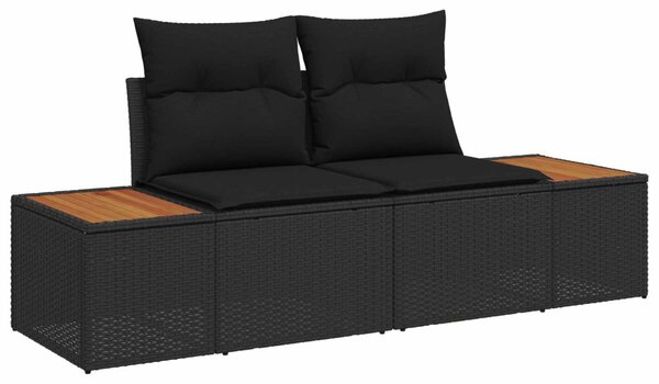 Kerti kanapé Fekete 184 x 62 x 85cm polirattan
