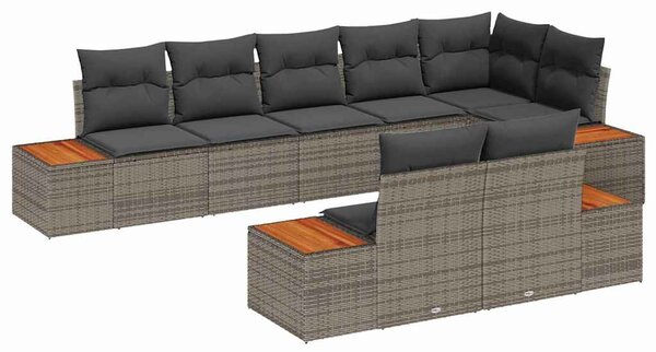 Kerti Kanapé Szett 8 db 8-Ülőhelyek száma Szürke Polyrattan