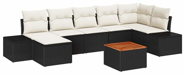 VidaXL Kerti Kanapé Szett 8 pcs Fekete és fehér