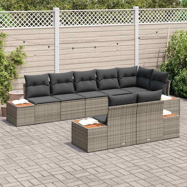 Kerti Kanapé Szett 8 db 8-Ülőhelyek száma Szürke Polyrattan