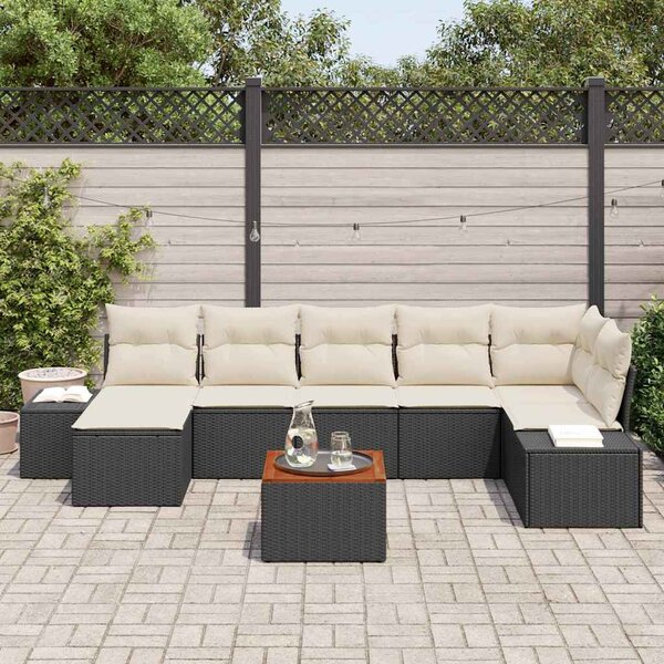 VidaXL Kerti Kanapé Szett 8 pcs Fekete és fehér