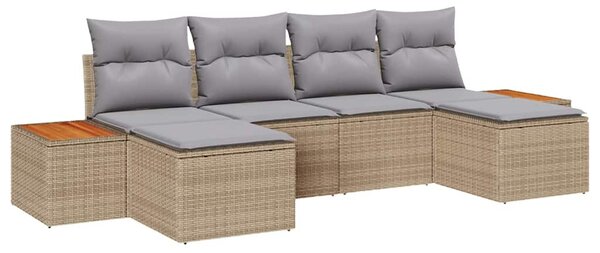 Kerti Kanapé Szett 6 pcs Beige és Világosszürke Poly Rattan