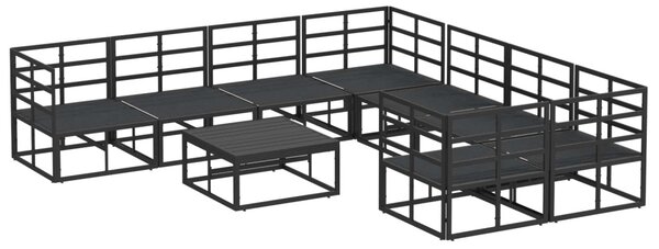 VidaXL Kerti Kanapé Szett párnával 9 pcs Fekete Acél