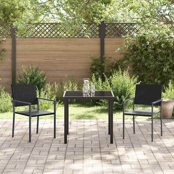 Kert étkező szett 3 pcs Fekete PE Rattan