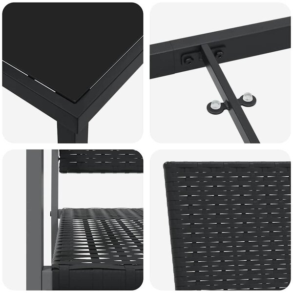 Kert étkező szett 3 pcs Fekete PE Rattan