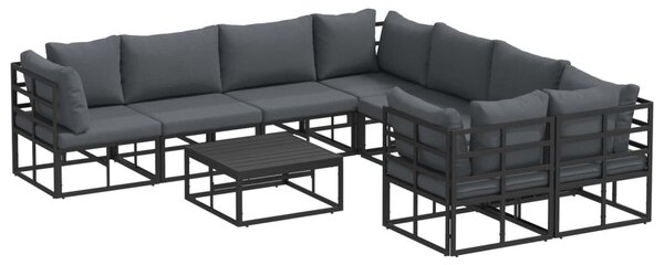 VidaXL Kerti Kanapé Szett párnával 9 pcs Fekete Acél