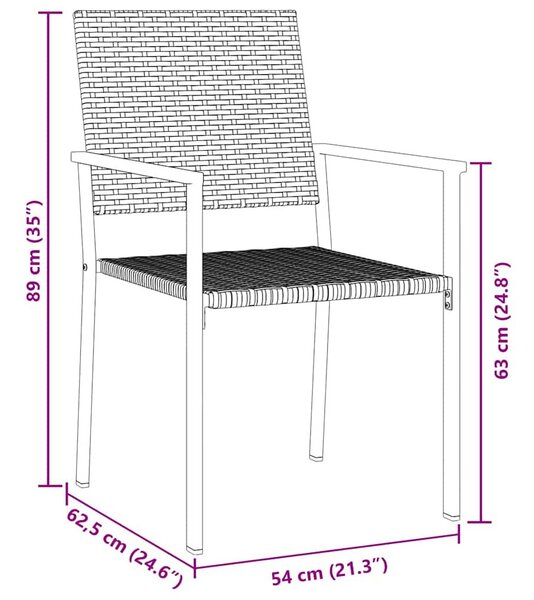 Kert étkező szett 3 pcs Fekete PE Rattan