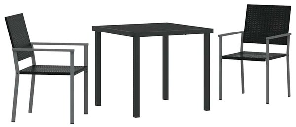 Kert étkező szett 3 pcs Fekete PE Rattan