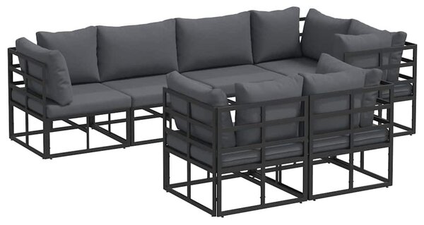 VidaXL Kerti Kanapé Szett párnával 7 pcs Fekete Acél