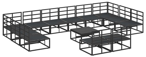 VidaXL Kerti Kanapé Szett párnával 13 pcs Fekete Alumínium
