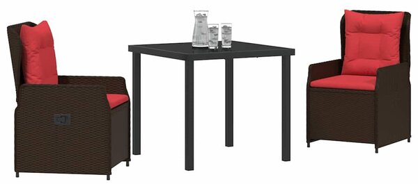 Kert étkező szett párnával 3 pcs Barna Poli rattan