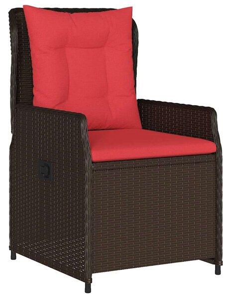 VidaXL Kert étkező szett párnával 9 pcs Barna Poli rattan