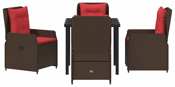 Kert étkező szett párnával 5 pcs Barna Poli rattan