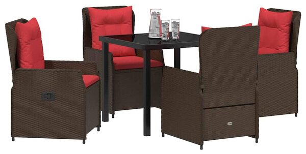 Kert étkező szett párnával 5 pcs Barna Poli rattan