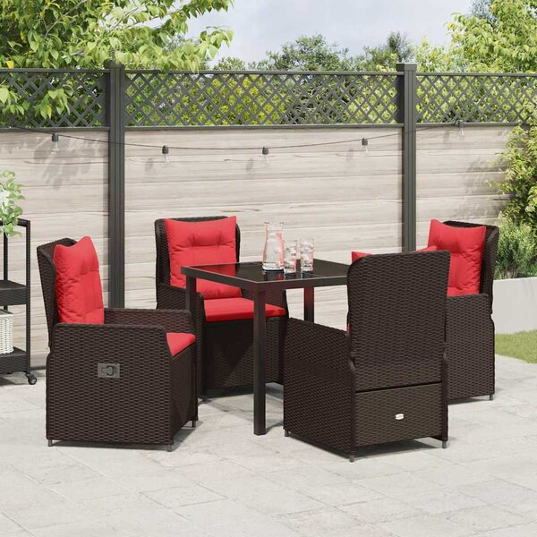 Kert étkező szett párnával 5 pcs Barna Poli rattan