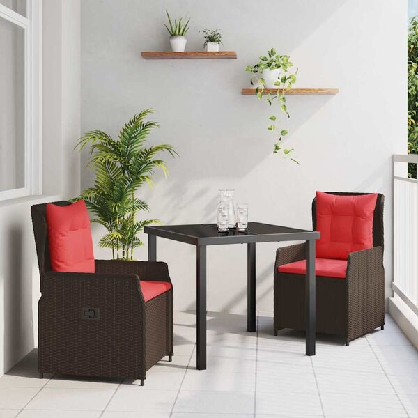 Kert étkező szett párnával 3 pcs Barna Poli rattan