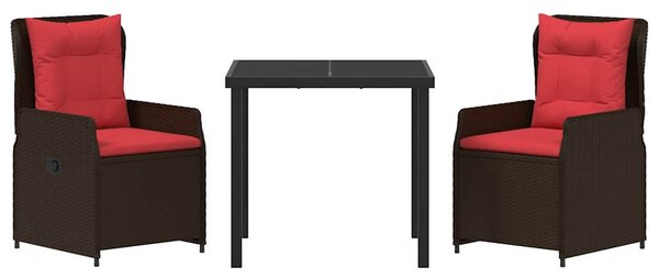 Kert étkező szett párnával 3 pcs Barna Poli rattan