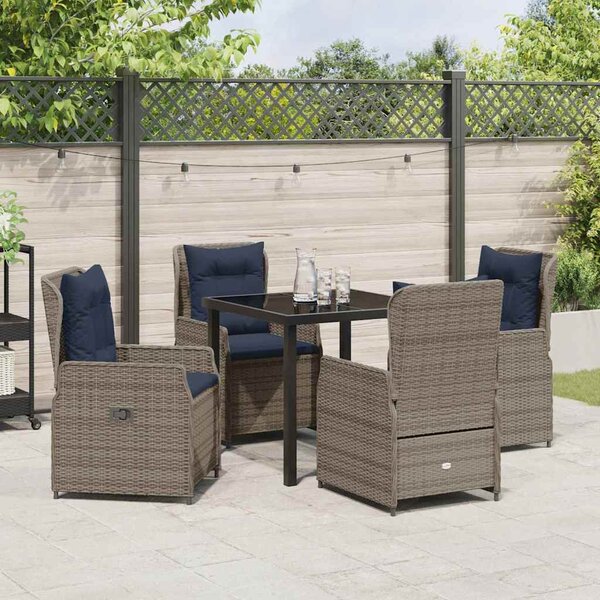 Kert étkező szett párnával 5 pcs Szürke Poli rattan