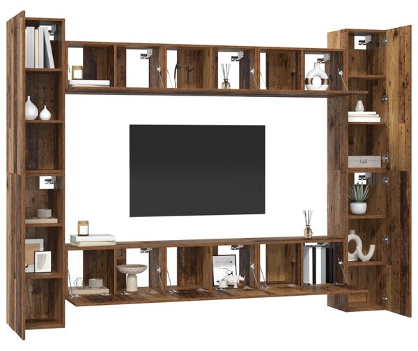 TV szekrény garnitúra 10 pcs Öreg fa 30,5 x 30 x 90 cm Faanyag