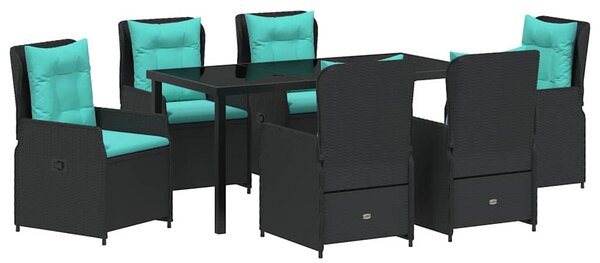 Kert étkező szett párnával 7 pcs Fekete Poli rattan