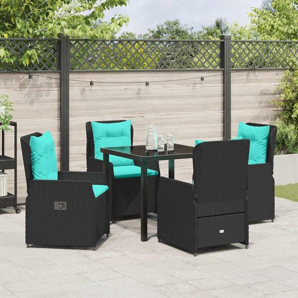 Kert étkező szett párnával 5 pcs Fekete Poli rattan