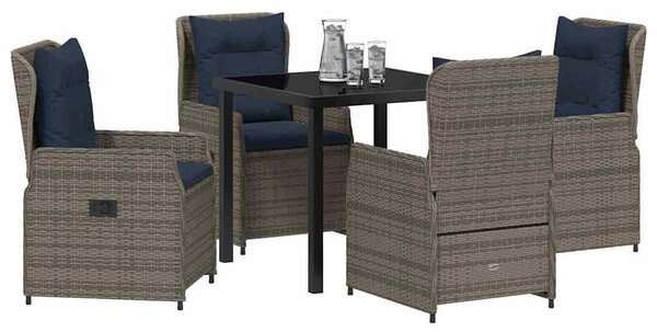 Kert étkező szett párnával 5 pcs Szürke Poli rattan