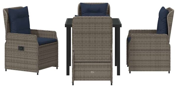 Kert étkező szett párnával 5 pcs Szürke Poli rattan
