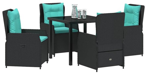 Kert étkező szett párnával 5 pcs Fekete Poli rattan