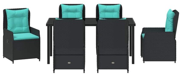 Kert étkező szett párnával 7 pcs Fekete Poli rattan