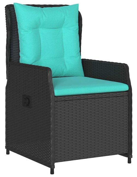 Kert étkező szett párnával 7 pcs Fekete Poli rattan