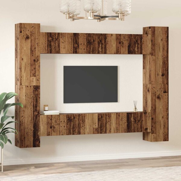 TV szekrény garnitúra 10 pcs Öreg fa 30,5 x 30 x 90 cm Faanyag